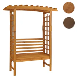 Mendler Rosenbogen mit Sitzbank HWC-Q21, Gartenbogen Rankhilfe Bank Gartenbank Holz FSC®-zertifiziert 201x160x60cm ~ natur