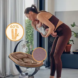 lionelo BLOSSOM Elektrische Babywippe bis zu 9 kg Babyliege Verstellbare Rückenlehne Natürliches Schaukeln 5 Geschwindigkeiten Ergonomischer Sitz Bluetooth-Fernbedienung, 5 Melodien