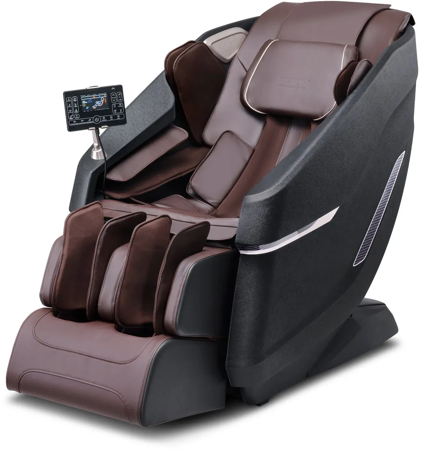 VEVOR Massagesessel mit flexibler SL-Schiene, 3D-Ganzkörper-Shiatsu-Massagegerät, Schwerelosigkeit, 10 bis 18 Automatikmodi, Heizung, Bluetooth-Lautsprecher, Luftkissen und Touchscreen 160 kg