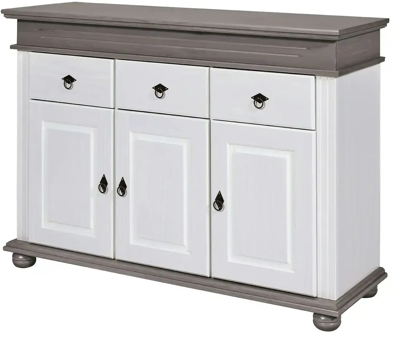 Sideboard aus Massivholz Fehmarn , weiß , Maße (cm): B: 141,3 H: 100 T: 46.3