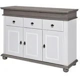 Sideboard aus Massivholz Fehmarn , weiß , Maße (cm): B: 141,3 H: 100 T: 46.3