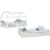 TICAA Hausbett Duo 100 x 200 cm Kiefer massiv weiß