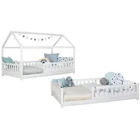 TICAA Hausbett Duo 100 x 200 cm Kiefer massiv weiß