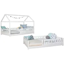 TICAA Hausbett Duo 100 x 200 cm Kiefer massiv weiß