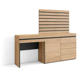SKRAUT HOME Frisiertisch, Schminktisch, Ablage, 177x35x145 cm, Mit Schublade, Kommode, Dekorelemente, Moderner Stil, Eiche - 452_14