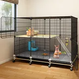 YLEPHNE Freigehege Gittergehege für Kaninchen Hasen Meerschweinchen Gehege Freilauf mit Rollen, Meerschweinchen Gehege Kleintiergehege Hasenstall Laufgitter Kleintierkäfig(Size:111 * 47 * 82cm)