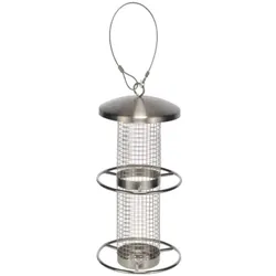 Haushalt International Edelstahl Vogelfutterstation zum Aufhängen Höhe 27,5cm 60129