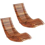 KOIECETA 2X Akazienholz Sonnenliege Gartenliege Holzliege Liegestuhl Saunaliege Gartenmöbel Relaxliege Liege Schaukelstuhl Schwungliege Garten 149x60x86cm
