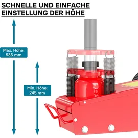 Wiltec Rangierwagenheber Metall 245-535 mm rot fahrbar