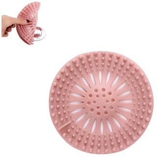 Abflusssieb Silikon, 1 Stück Abflusssieb Dusche, Abfluss Haarfänger, Haarsieb Dusche, Abfluss Sieb Sink Strainer, für Küche, Dusche, Badewanne(Rosa)