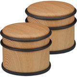 Relaxdays Türstopper 2er Set, schwere Türen & Fenster, Edelstahl & Gummi, Holzoptik, hoher Bodenpuffer, ∅ 9,5 cm, braun