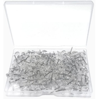 100 Stück Transparente Reißzwecke, Reißnagel mit Plastikbox, Karte Nagel Pinnadeln, Polster Reißzwecken, Durchsichtig Reißnägel Pins für DIY, Bulletin Board, Kork Boards, Wandkarten