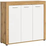 xonox home Schuhschrank Jam X8BK6608 Garderobenschrank Schrank in Wotan Eiche Nb., weiß. ca. 120x108x37 cm
