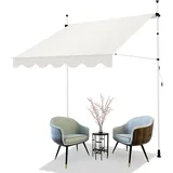 AXT SHADE Klemmmarkise 300cm Breit mit Handkurbel, Markise Balkon Ohne Bohren, Balkonmarkise UV-beständig Höhenverstellbar Wasserdicht & Sonnenschutz für Balkon Terrasse Garten-Beige