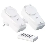 2er-Set Outdoor-Funksteckdosen mit Fernbedienung, IP44, bis 3.680 Watt