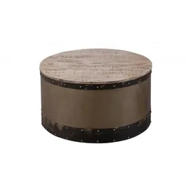 Massivmoebel24 Couchtisch rund Braun Mangoholz 78 x 78 x 43 cm