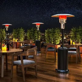 GGM Moebel International ABBEY | Gasheizstrahler | 2,2m | Schwarz | 12kW | Heizpilz, Terrassenheizstrahler, Terrassenheizer, Heizstrahler Gas - Schwarz