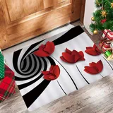 Badezimmerteppich 60x100 cm,Badematte rutschfest,Weicher Badvorleger,Schwarz-Weiß-Streifen, rote Mohnblumen, Blume, Vortex, Spirale,,Mikrofaser Absorbent Badteppich für Badewanne,Dusche und Badezimmer