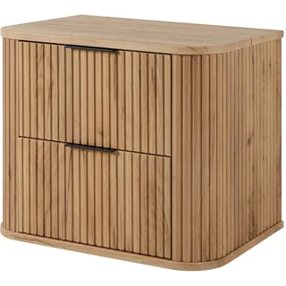 3e 3xe living.com Badezimmerschrank, Eiche, Schwarze Griffe, 41,5 x 60,4 x 51,7 cm