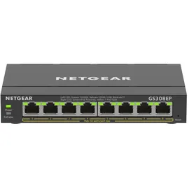 Netgear GS308EP Switch 8 Port Gigabit Ethernet LAN Switch PoE+ 62W Plus (Managed Netzwerk Switch PoE mit IGMP Snooping, QoS, VLAN, lüfterloses Metallgehäuse)