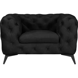 Chesterfield-Sessel LEONIQUE "Glynis Sessel", grau (charcoal), B:125cm H:75cm T:97cm, Struktur (100% Polyester), Samtoptik (100% Polyester), Sessel, aufwändige Knopfheftung, moderne Chesterfield Optik, Fußfarbe wählbar