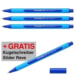 AKTION: Schneider Kugelschreiber Slider Edge blau, Schreibfarbe: blau, 6 St. + GRATIS Schneider Kugelschreiber Slider Rave XB blau
