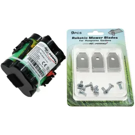 AccuCell Powerakku für Mähroboter R70Li / R40Li / R45Li / R38Li inkl. 9x Ersatzmesser