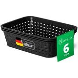 Novaliv Aufbewahrungsbox - (6 St), 6x Aufbewahrungskorb Rattan schwarz