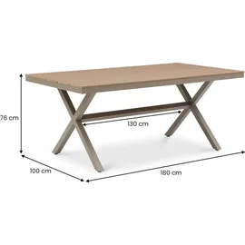 Idimex Gartenmöbelset ISOLA mit 8 Stühlen, Champagner – wetterfeste Essgruppe, Gartentisch 180 x 100 cm mit WPC Tischplatte und stapelbare Gartenstüh... - Braun