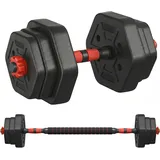 SONGMICS Hantelset, Hanteln mit Verbindungsstange, Hexagon, Kurzhantelset, 10 kg, für Workout, Fitnesstraining, Gewichtheben für Zuhause, Fitnessstudio, tintenschwarz SYL100B01