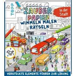 TOPP 29022 Zauberpapier Wimmel-Mal-Rätselbuch - In der Stadt