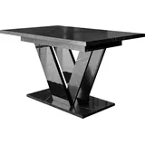 MIRJAN24 Ausziehbarer Tisch Dubai, Ausziehbar - 1x Einlegeplatte, Esszimmer, Wohnzimmer (Farbe: Marmor Black Royal / Schwarz Hochglanz) - Schwarz