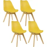 Woltu Esszimmerstuhl (Set, 4 St), Polsterstuhl Bezug Kunstleder, Massivholz gelb