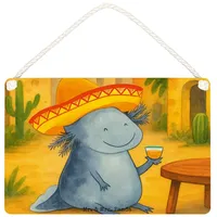 Mr. & Mrs. Panda Hinweisschild Axolotl Tequila Design, (Packung), Feiern Tequila Amphibie weiß DIN A4 | 29.7 cm x 10 cm x 21 cm