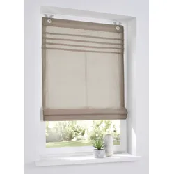 Raffrollo KUTTI "Kessy Biese" Gr. 5, beige (naturfarben), B:120cm H:140cm, Obermaterial: 65% Baumwolle, 35% Polyester, Raffrollos, halbtransparent, Baumwolle, Polyester, Hakenaufhängung