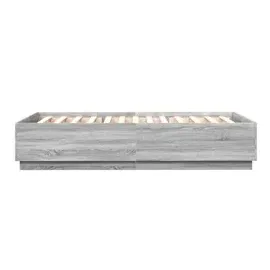 vidaXL Bettgestell mit LED Grau Sonoma 160x200 cm Holzwerkstoff