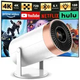 Mini Beamer 4k UnterstüTzt Android 13 Smart Projector 5G WiFi 6 BT 5.2 Mini Projektor Full HD 1080P Auto Horizontal Trapezoid Correction Beamer 180° Drehbarer Videoprojektor Kompatibel Phone HDMI USB