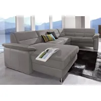 sit&more Wohnlandschaft Ascara U-Form, inklusive Boxspring/Federkern-Polsterung, wahlweise mit Bettfunktion grau