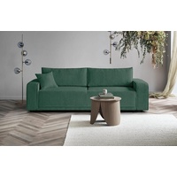 Beautysofa Schlafsofa PRIMO, modernes Design Sofa, Wellenfedern, Schlaffunktion, Bettkasten, breite Armlehnen grün