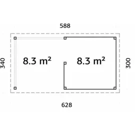 Palmako Lenna Set 310 5,88 x 3,00 m grau inkl. Seitenwand und Regenrinne