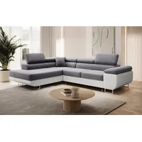 Luxusbetten24 Schlafsofa Designer Sofa Aston Stoff/Kunstleder, mit Stauraum und Schlaffunktion grau