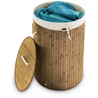 Relaxdays Wäschekorb Bambus, faltbare Wäschetonne mit Deckel, Volumen 70