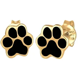 Elli Pfoten Tier Emaille Hund Katze Filigran 925 Silber goldfarben Damen 