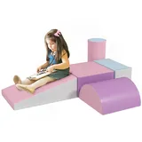 Homcom Bausteinset Kunstleder Schaumstoff für Kinder im Alter von 1-3 Jahren 40,6L x 40,6B x 20,3H cm