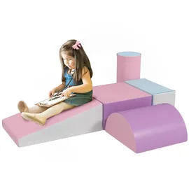 Homcom Bausteinset Kunstleder Schaumstoff für Kinder im Alter von 1-3 Jahren 40,6L x 40,6B x 20,3H cm