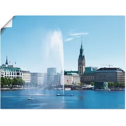 Artland Poster »Hamburg Alsterfontäne mit Rathaus«, Deutschland, (1 St.), als Alubild, Leinwandbild, Wandaufkleber oder Poster in versch. Größen Artland Farbe Bild(er): naturfarben