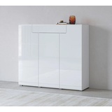 INOSIGN Highboard »Toledo,Breite 147,5 cm,trendige Hochkommode mit 3 Türen 1SK«, Hochschrank mit viel Stauraum, stylische Hochglanzfronten, weiß