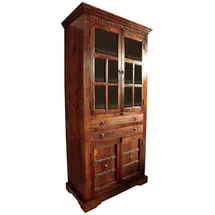 Massivmoebel24 Vitrine Akazie 95 x 50 x 195 cm Braun