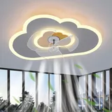 Deckenventilator mit Beleuchtung Dimmbar Wolken Ventilator Deckenleuchte Holz LED Fan Deckenventilator Mit Fernbedienung 47W 6 Wind Moderne Deckenventilator Licht Für Wohnzimmer Schlafzimmer,50CM