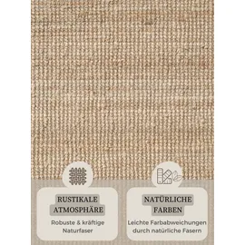 HANSE HOME Teppich HANSE HOME "Jaipur Juteteppich, als Läufer und in Rund", beige (naturgold), H:10mm Ø:200cm, Jute, Teppiche, Teppich, 100% Naturfaser, Wohnzimmer, Esszimmer, Schlafzimmer, GRS